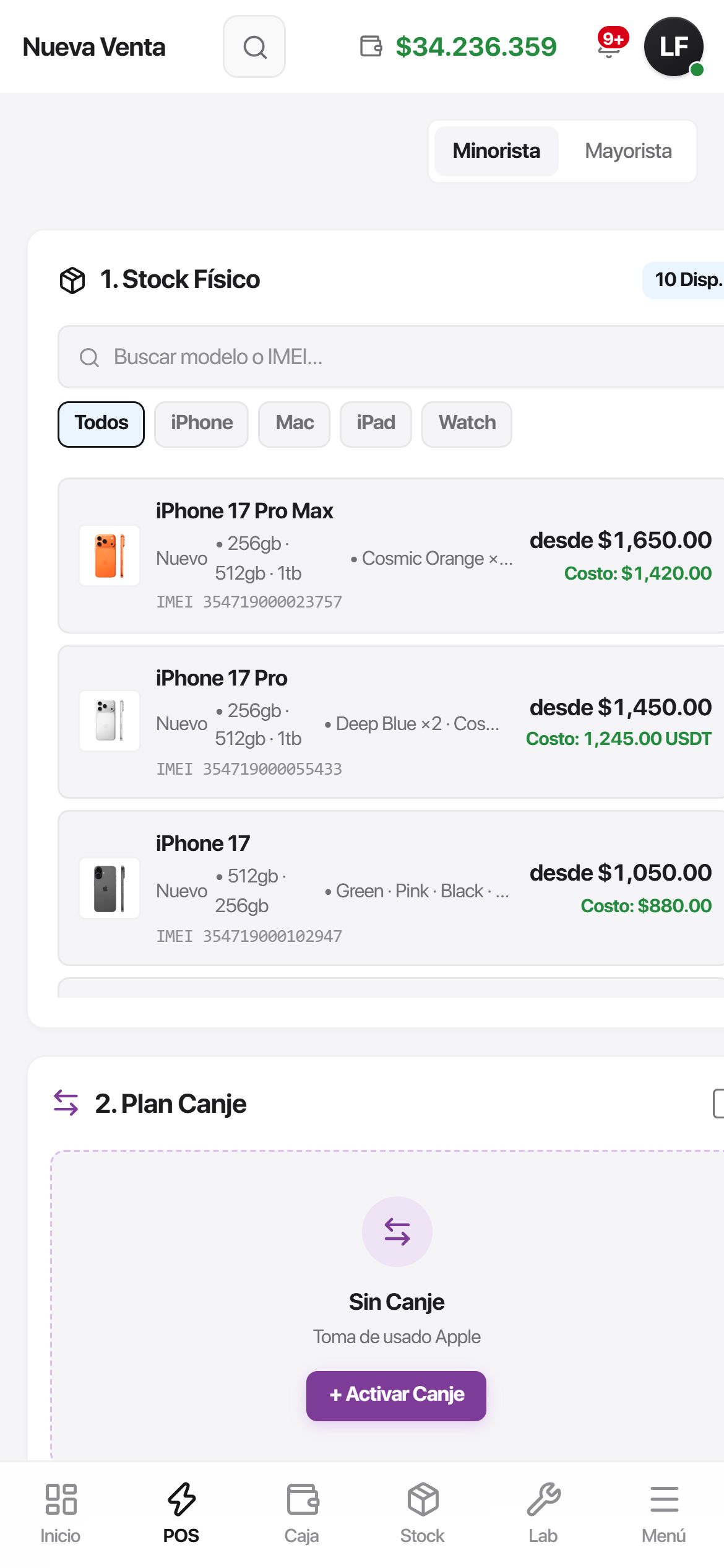 Nueva venta desde el celular